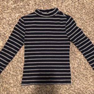 Mock turtle neck striped shirt